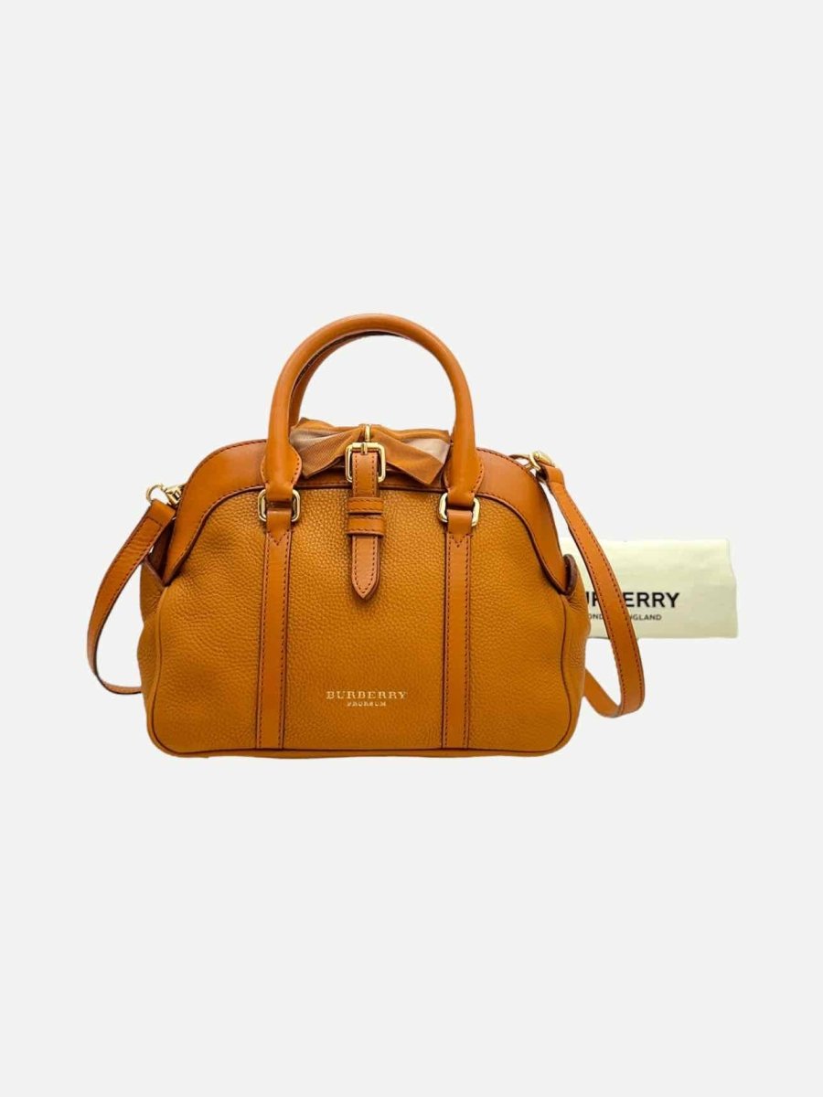 Pre - loved BURBERRY Bow Accent Orange Satchel at Reems Closet