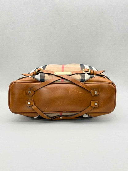 Pre-loved BURBERRY Bridle Beige Multicolor House Check Hobo bag at Reems Closet