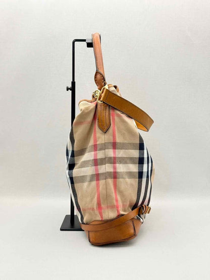 Pre-loved BURBERRY Bridle Beige Multicolor House Check Hobo bag at Reems Closet