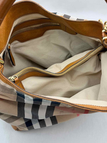 Pre-loved BURBERRY Bridle Beige Multicolor House Check Hobo bag at Reems Closet