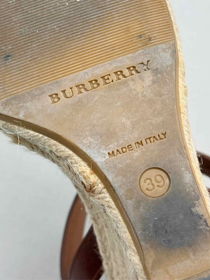 Pre-loved BURBERRY Brow Tan Check Size EU 39 Wedges at Reems Closet