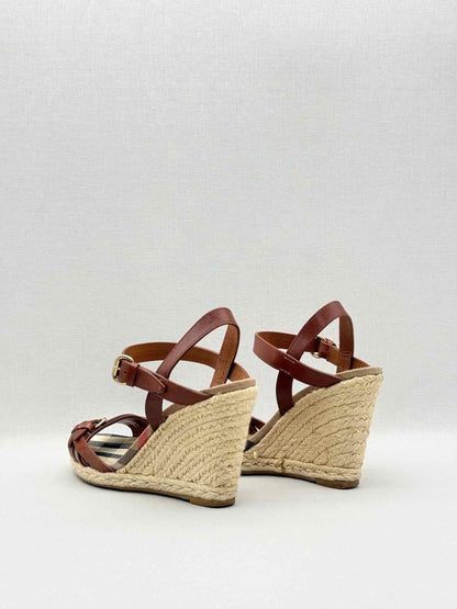 Pre-loved BURBERRY Brow Tan Check Size EU 39 Wedges at Reems Closet