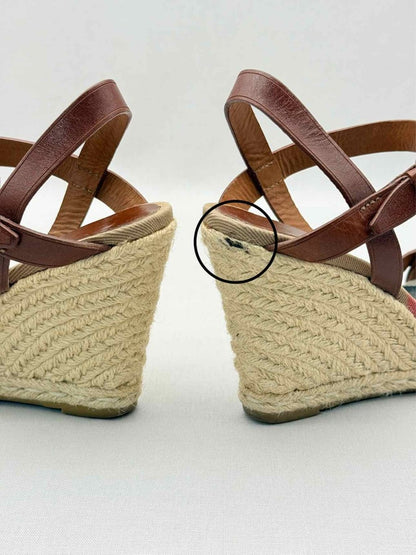 Pre-loved BURBERRY Brow Tan Check Size EU 39 Wedges at Reems Closet