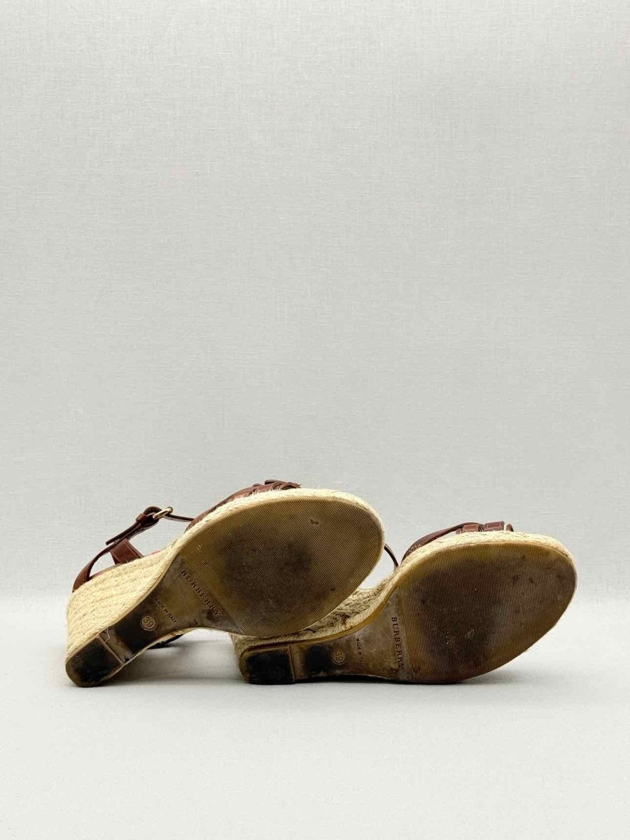 Pre-loved BURBERRY Brow Tan Check Size EU 39 Wedges at Reems Closet