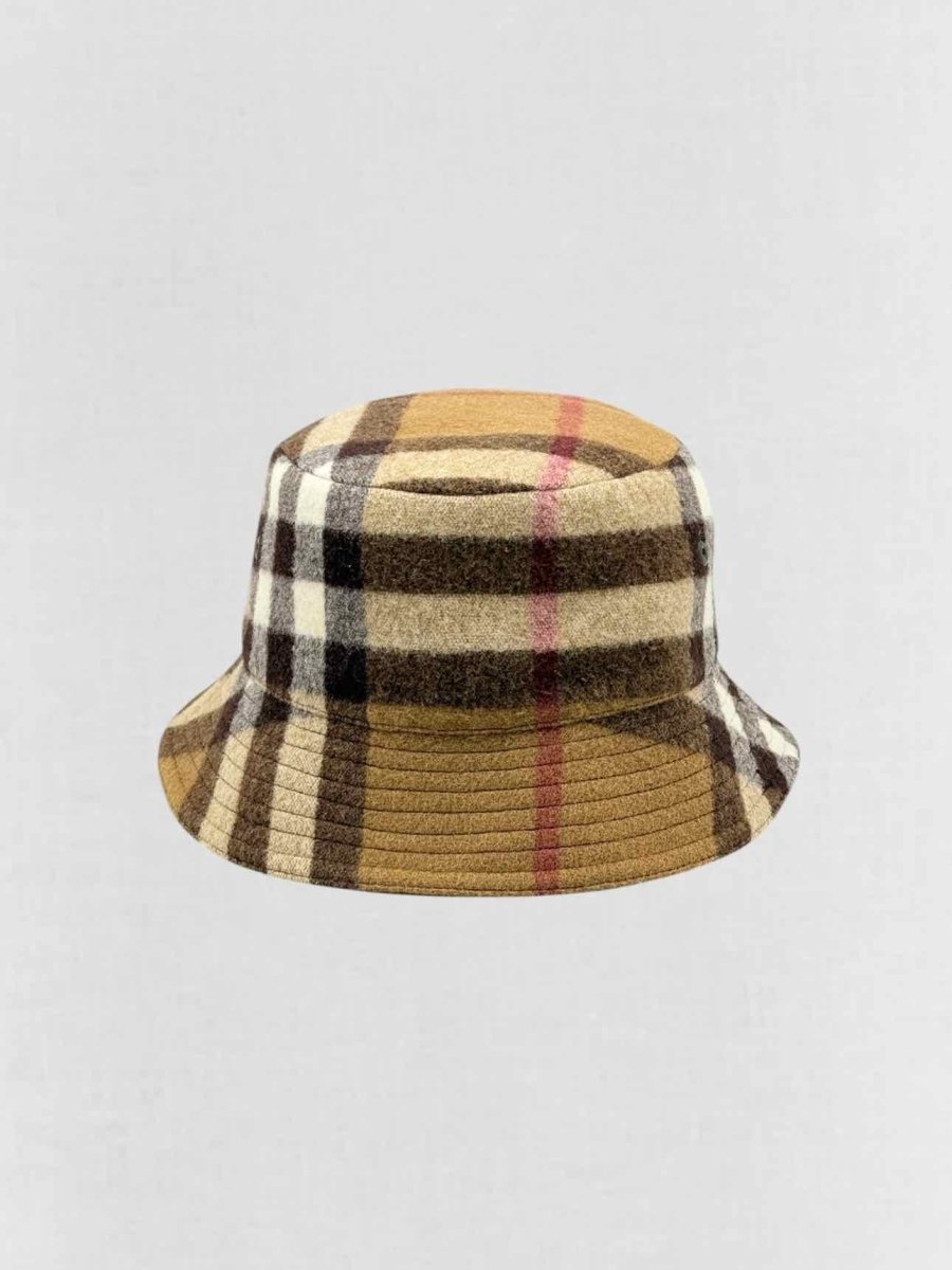 Pre - loved BURBERRY Brown Multicolor Check Bucket Hat at Reems Closet