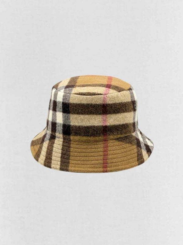 Pre - loved BURBERRY Brown Multicolor Check Bucket Hat at Reems Closet
