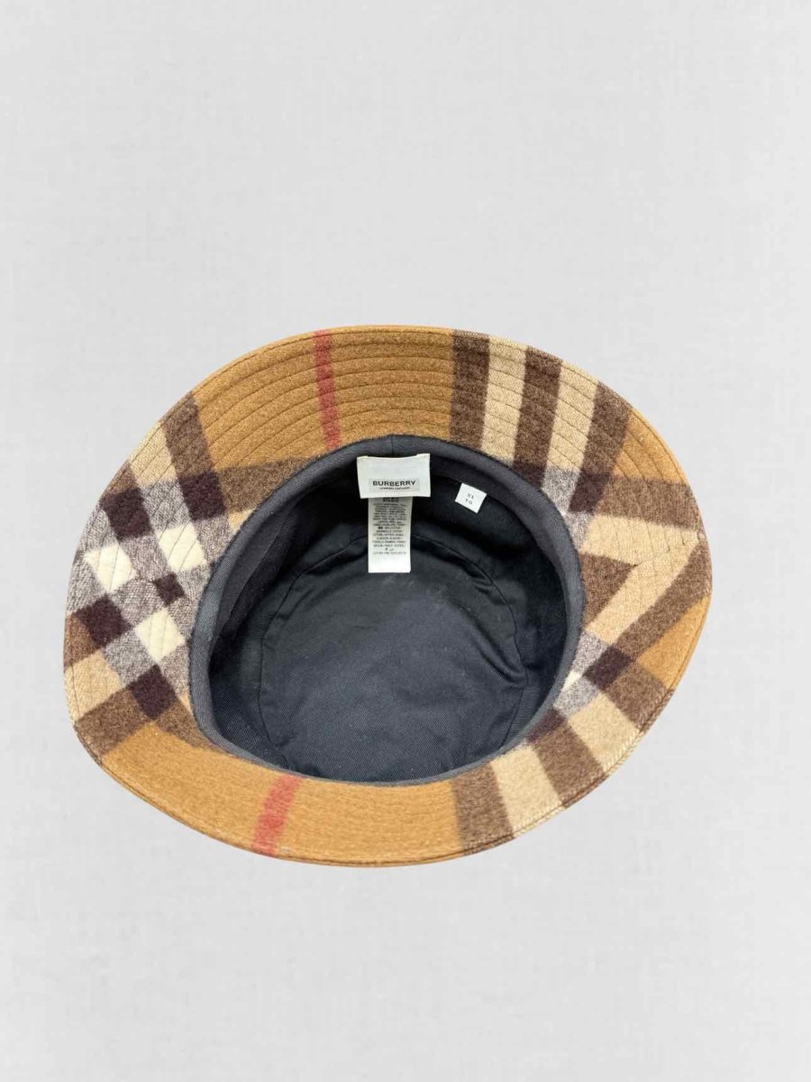 Pre - loved BURBERRY Brown Multicolor Check Bucket Hat at Reems Closet