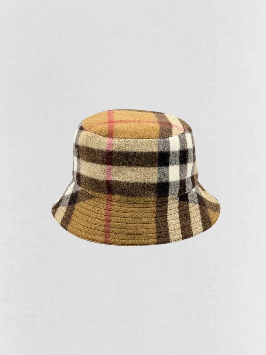 Pre - loved BURBERRY Brown Multicolor Check Bucket Hat at Reems Closet