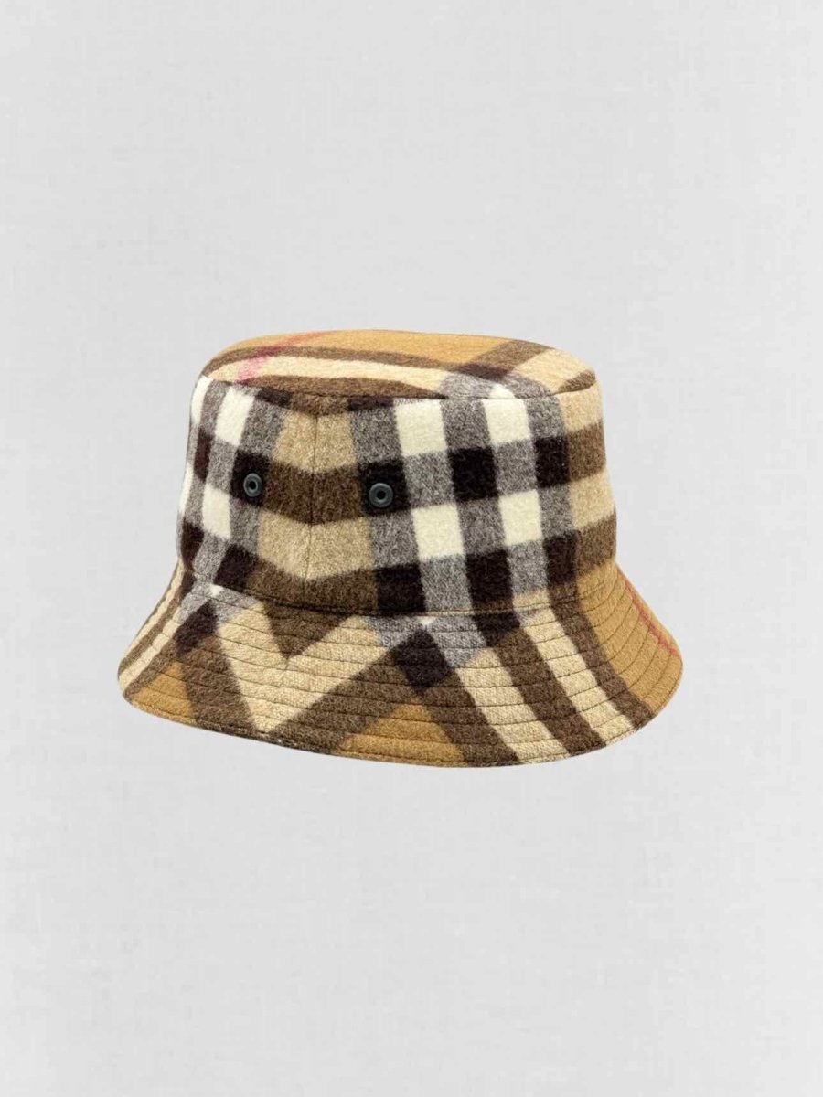 Pre - loved BURBERRY Brown Multicolor Check Bucket Hat at Reems Closet