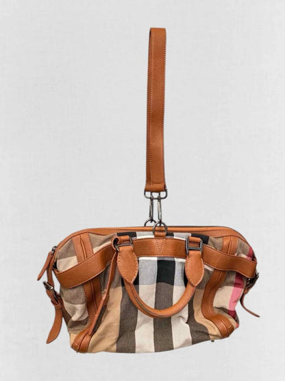 Pre - loved BURBERRY Brown Multicolor Top Handle at Reems Closet
