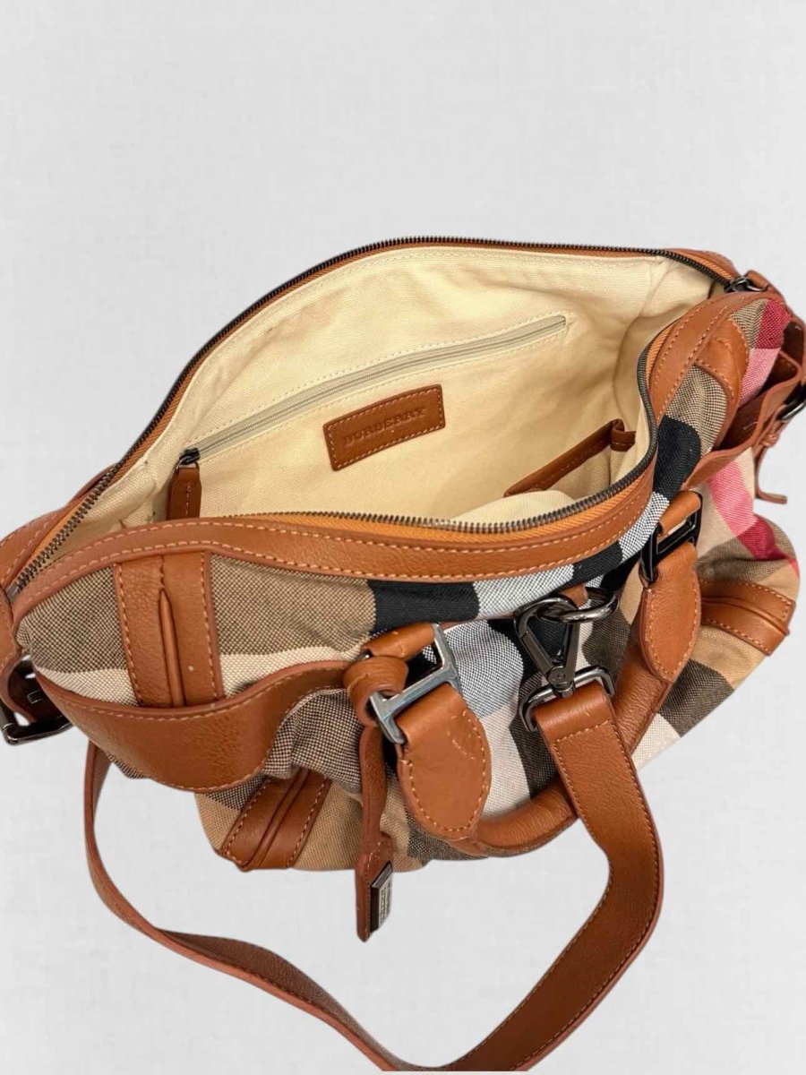 Pre - loved BURBERRY Brown Multicolor Top Handle at Reems Closet