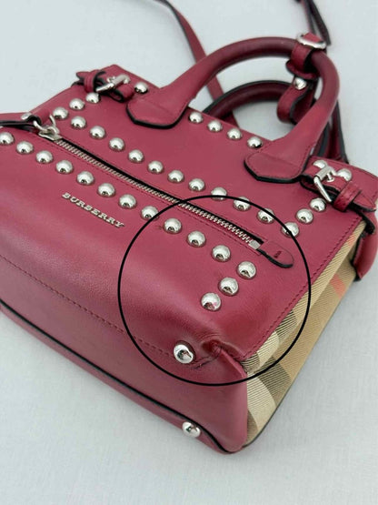 Pre - loved BURBERRY Burgundy Top Handle at Reems Closet