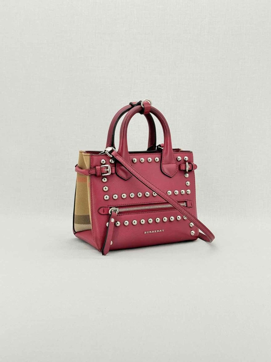 Pre - loved BURBERRY Burgundy Top Handle at Reems Closet