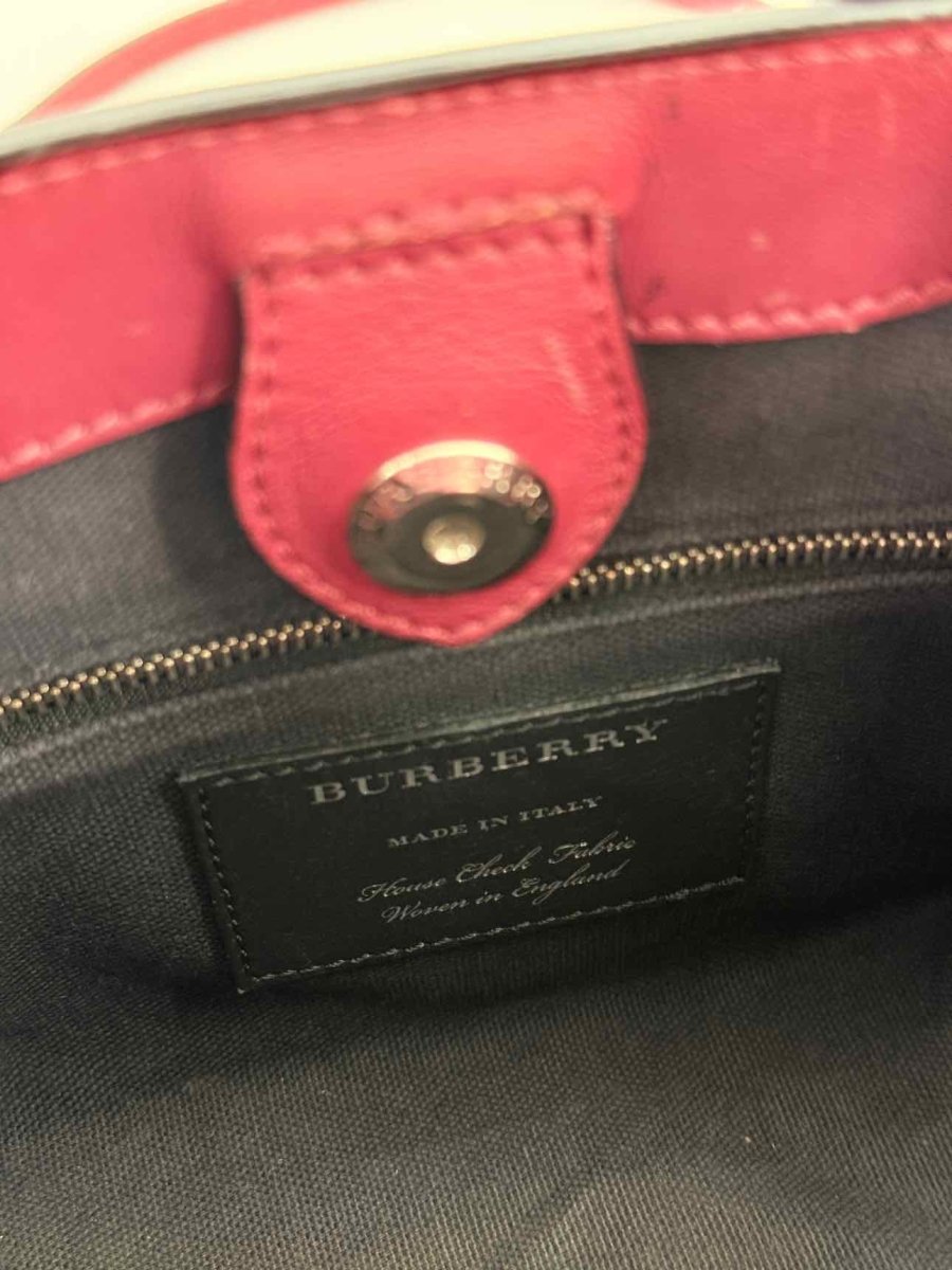 Pre - loved BURBERRY Burgundy Top Handle at Reems Closet