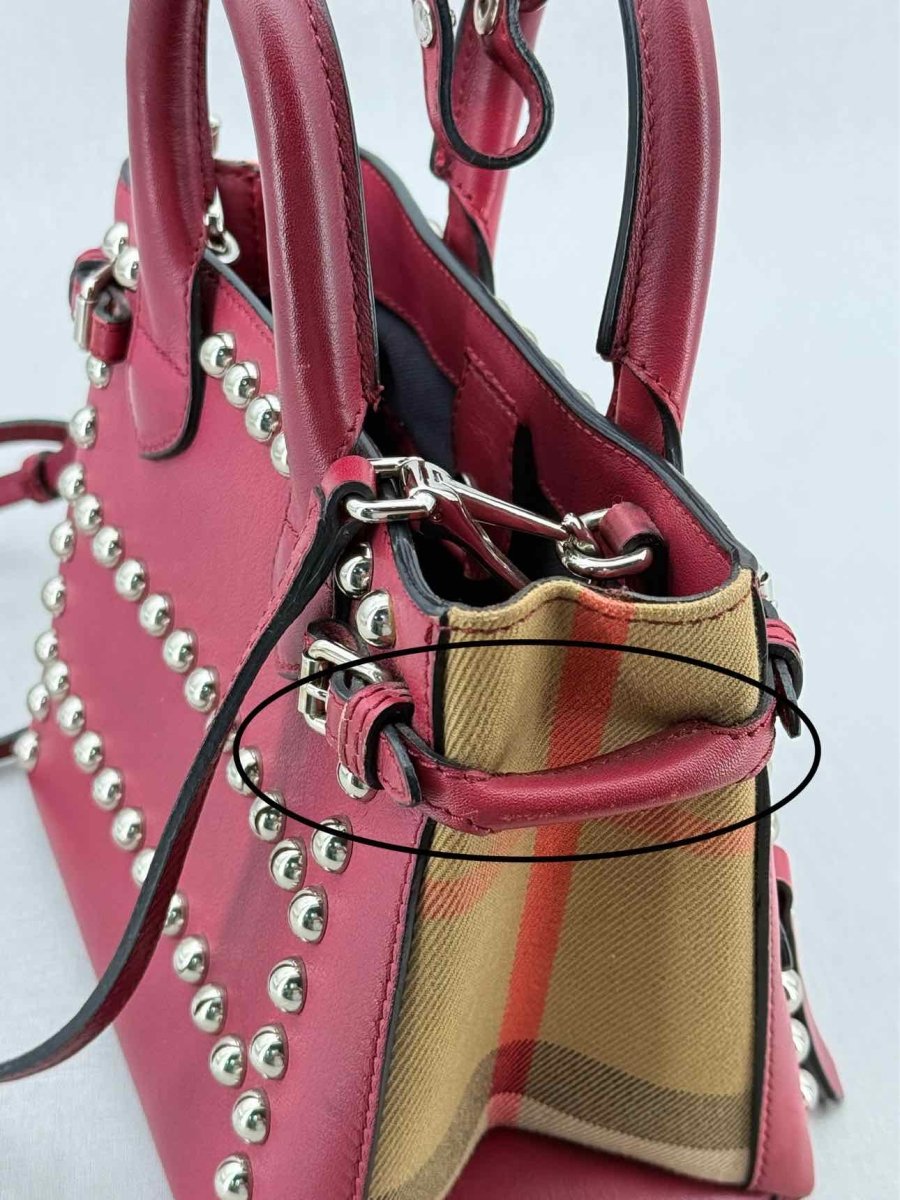 Pre - loved BURBERRY Burgundy Top Handle at Reems Closet