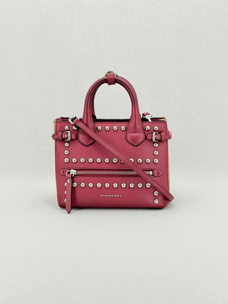 Pre - loved BURBERRY Burgundy Top Handle at Reems Closet
