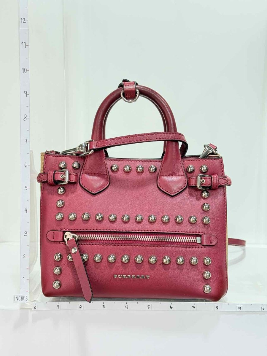 Pre - loved BURBERRY Burgundy Top Handle at Reems Closet