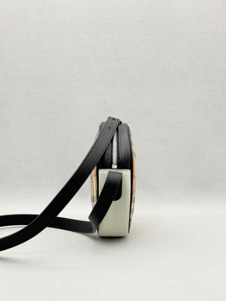 Pre-loved BURBERRY Cartoon House Check Beige Multicolor Crossbody at Reems Closet