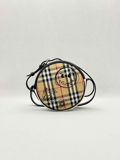 Pre-loved BURBERRY Cartoon House Check Beige Multicolor Crossbody at Reems Closet