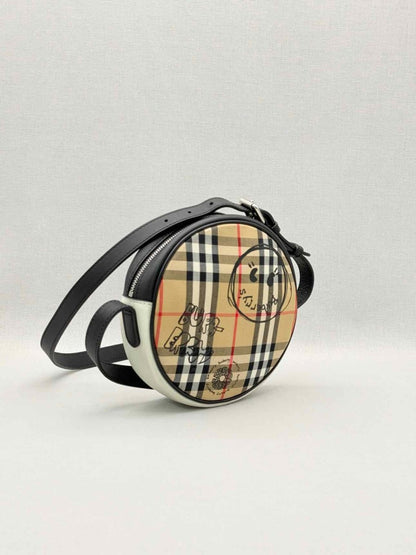 Pre-loved BURBERRY Cartoon House Check Beige Multicolor Crossbody at Reems Closet