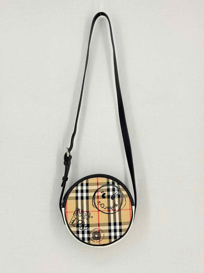 Pre-loved BURBERRY Cartoon House Check Beige Multicolor Crossbody at Reems Closet