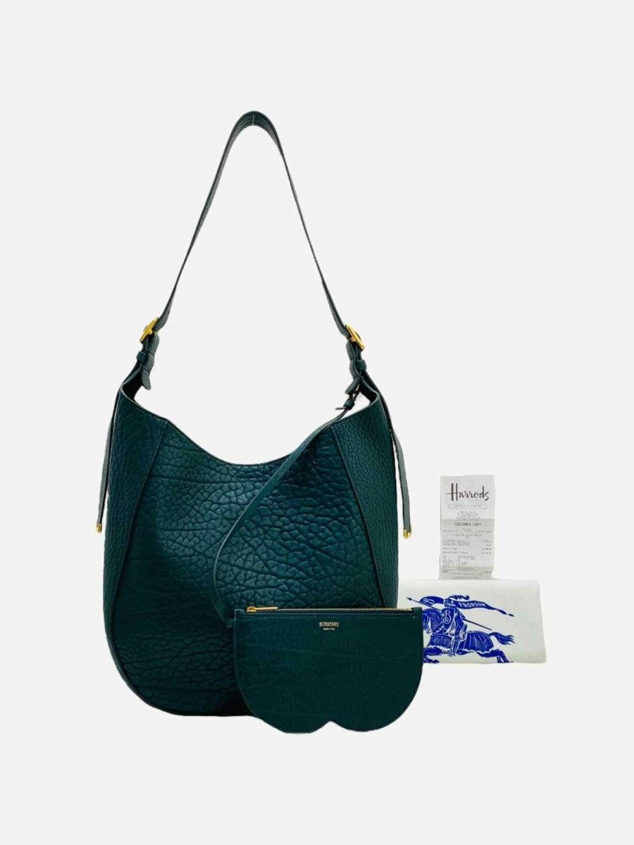 Pre - loved BURBERRY Chess Green Shoulder Bag at Reems Closet