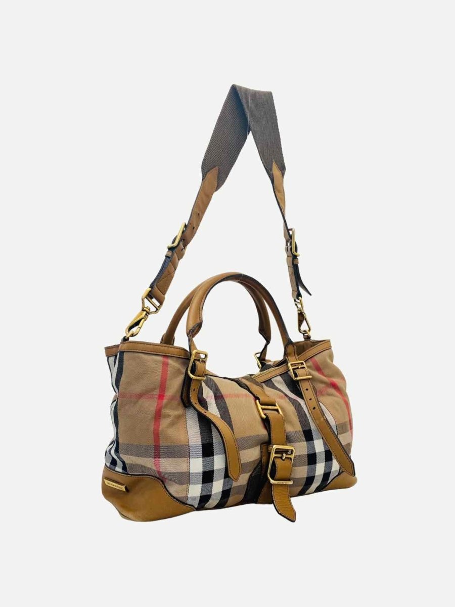 Pre - loved BURBERRY Clementon Black Check Tote Bag at Reems Closet