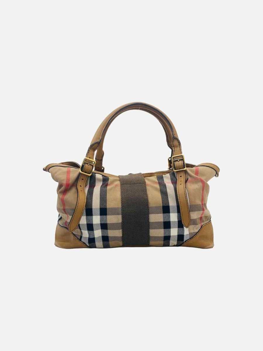 Pre - loved BURBERRY Clementon Black Check Tote Bag at Reems Closet