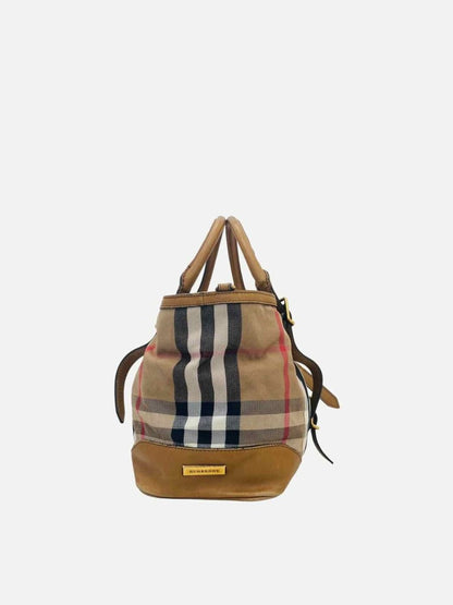 Pre - loved BURBERRY Clementon Black Check Tote Bag at Reems Closet