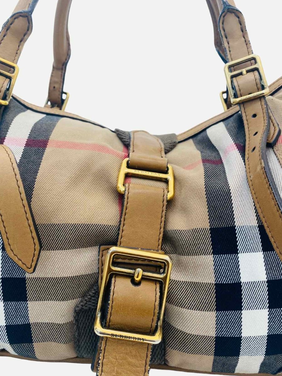 Pre - loved BURBERRY Clementon Black Check Tote Bag at Reems Closet