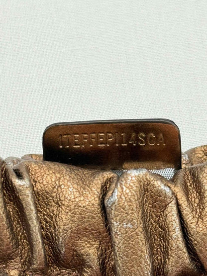 Pre - loved BURBERRY Copper Crinkled Glossed Clutch at Reems Closet