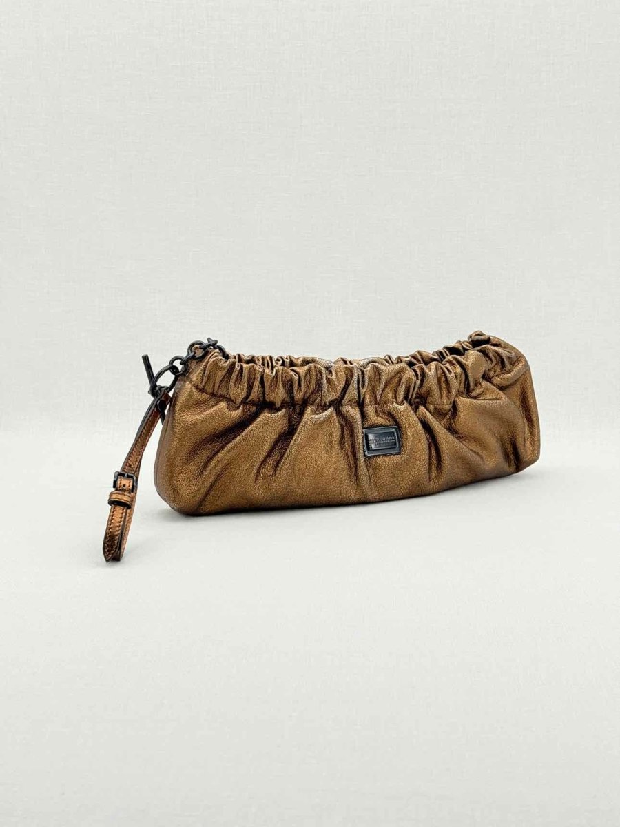 Pre - loved BURBERRY Copper Crinkled Glossed Clutch at Reems Closet