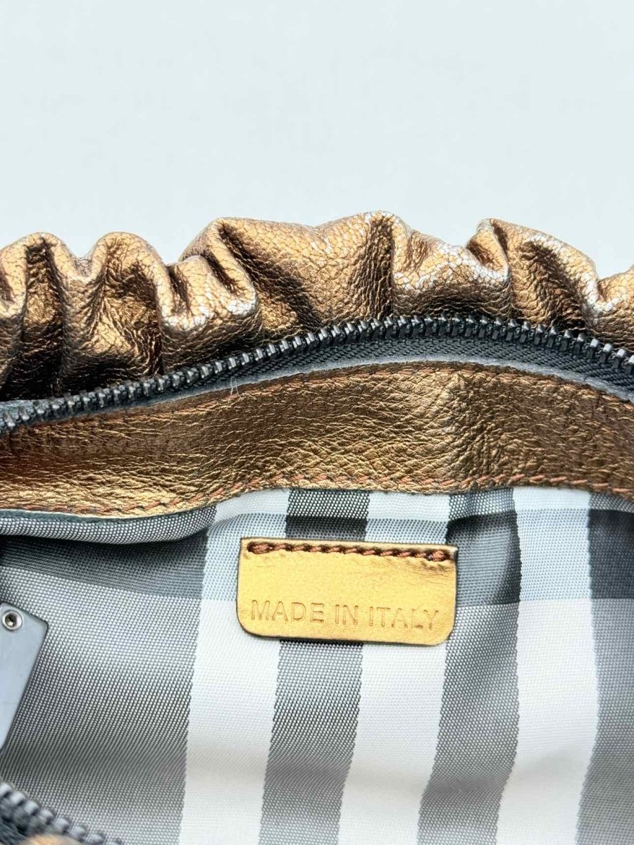 Pre - loved BURBERRY Copper Crinkled Glossed Clutch at Reems Closet