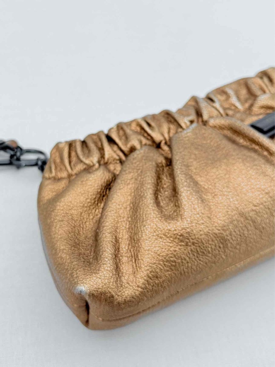 Pre - loved BURBERRY Copper Crinkled Glossed Clutch at Reems Closet