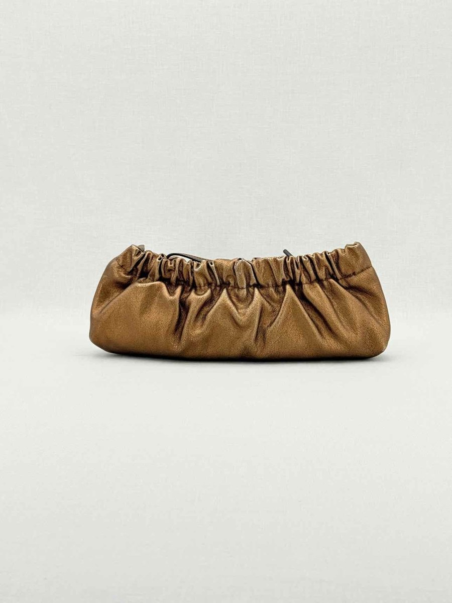Pre - loved BURBERRY Copper Crinkled Glossed Clutch at Reems Closet