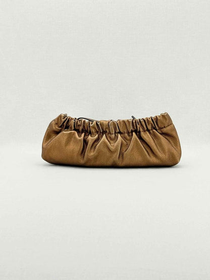 Pre - loved BURBERRY Copper Crinkled Glossed Clutch at Reems Closet