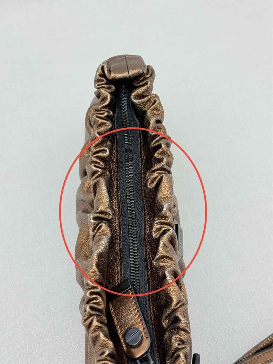 Pre - loved BURBERRY Copper Crinkled Glossed Clutch at Reems Closet