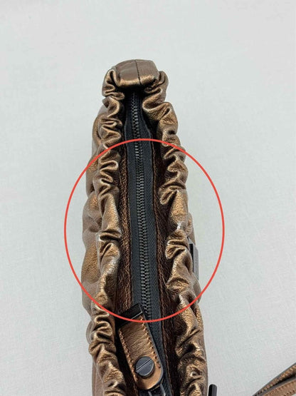 Pre - loved BURBERRY Copper Crinkled Glossed Clutch at Reems Closet