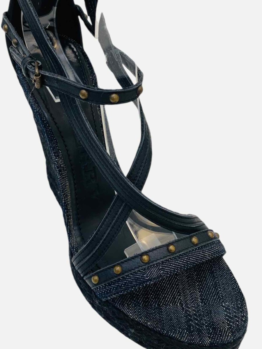 Pre - loved BURBERRY Denim Black Wedges 38 at Reems Closet