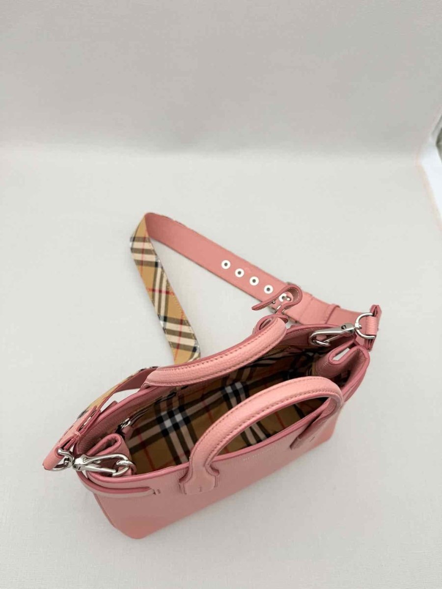 Pre - loved BURBERRY Dusky Pink Check Tote Bag at Reems Closet