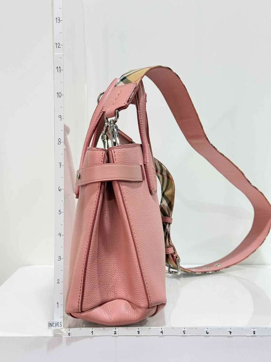 Pre - loved BURBERRY Dusky Pink Check Tote Bag at Reems Closet