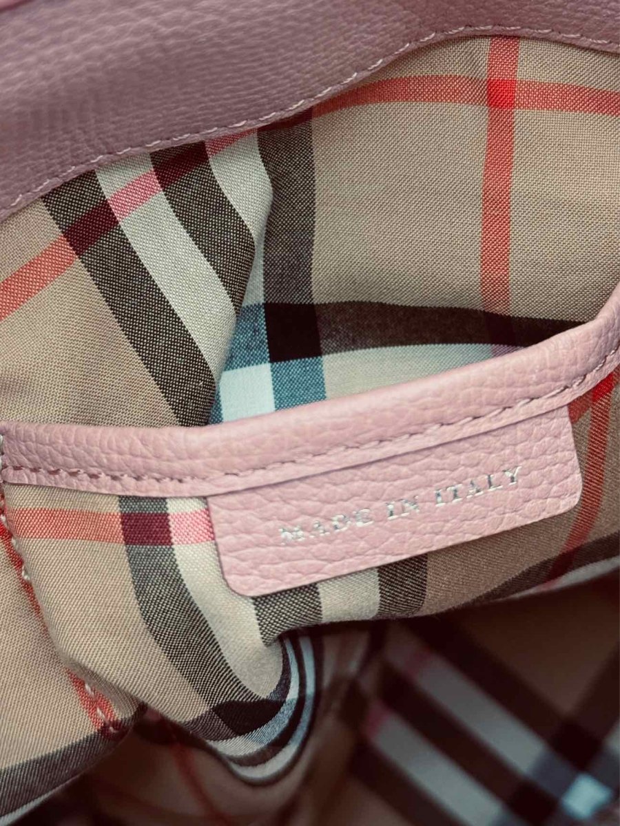 Pre - loved BURBERRY Dusky Pink Check Tote Bag at Reems Closet