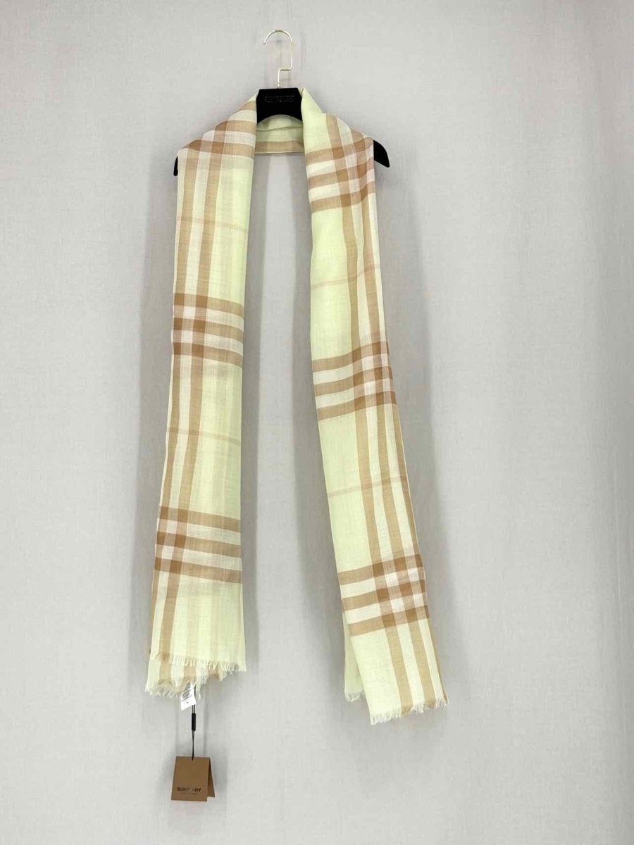 Pre - loved BURBERRY Green & Mocha Scarf at Reems Closet