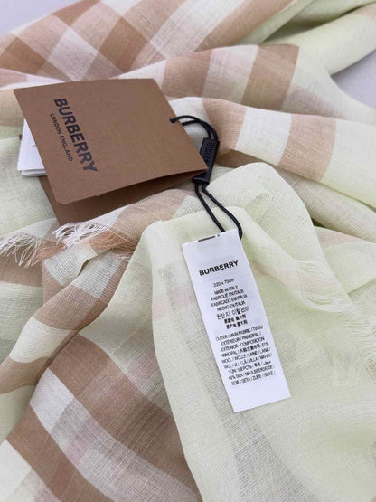 Pre - loved BURBERRY Green & Mocha Scarf at Reems Closet