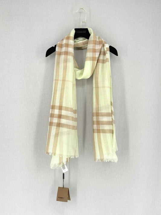 Pre - loved BURBERRY Green & Mocha Scarf at Reems Closet