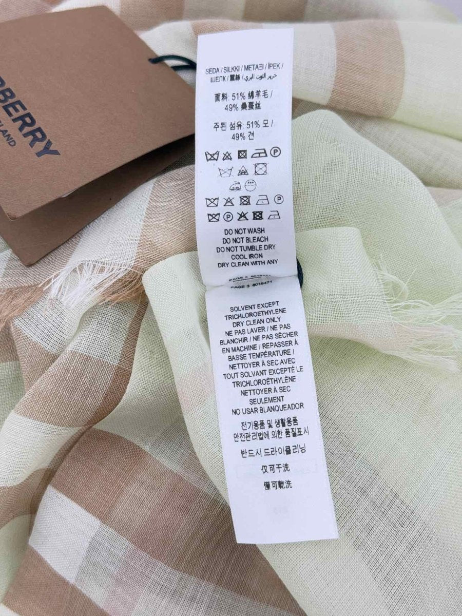 Pre - loved BURBERRY Green & Mocha Scarf at Reems Closet