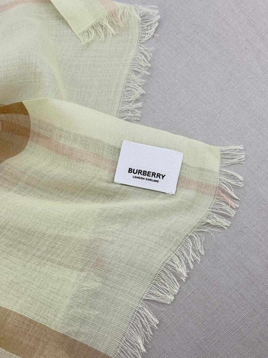Pre - loved BURBERRY Green & Mocha Scarf at Reems Closet