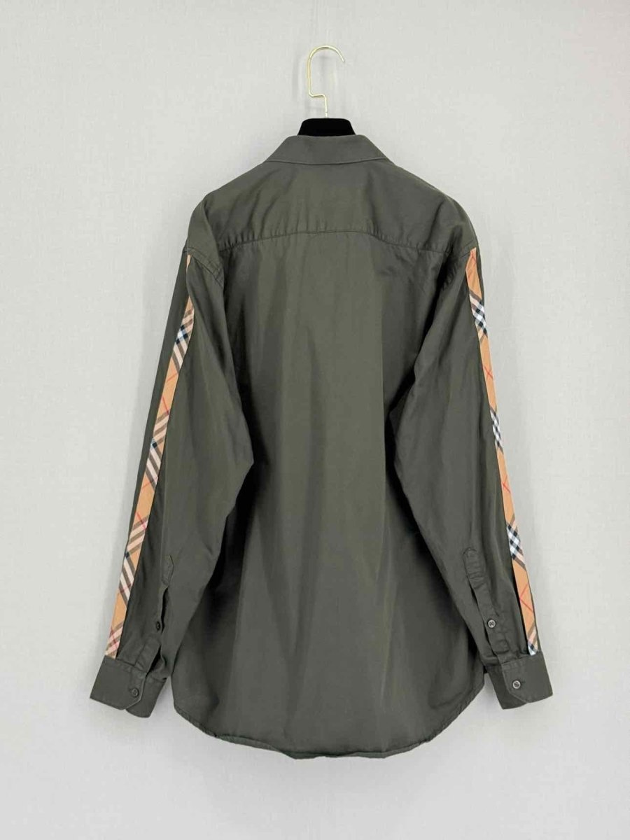 Pre-loved BURBERRY Khaki Embroidered TB Logo Size 2XL Shirt at Reems Closet