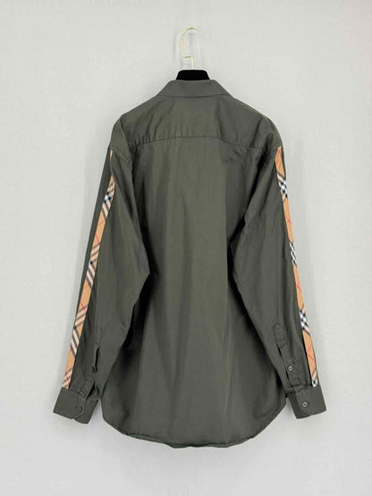 Pre-loved BURBERRY Khaki Embroidered TB Logo Size 2XL Shirt at Reems Closet