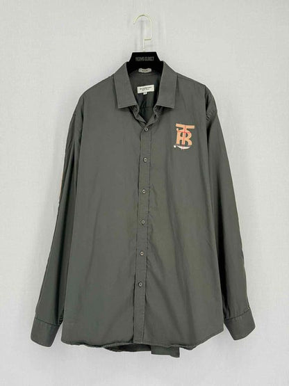 Pre-loved BURBERRY Khaki Embroidered TB Logo Size 2XL Shirt at Reems Closet